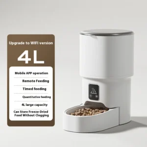 4L Smart WIFI Charge Automatic Pet Feeder APP Controlled Plastic Bowl Solid Quantitative Remote Timing Dog Basin Graffiti Modern