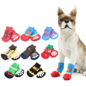 4Pcs Set Dog Socks Anti-Slip Indoor Cotton Non Slip Pet Shoes Cute Sock for Dogs