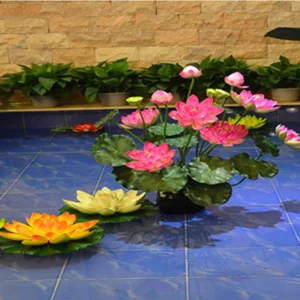 4pcs Artificial Aquarium Garden Pond Floating Lotus Decoration Flower