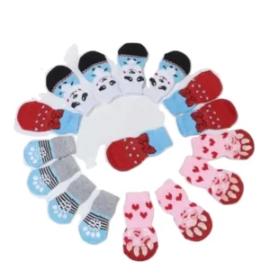 4pcs Pet Dog Puppy Cat Shoes Slippers Non Slip Socks Pet Cute Indoor for Small Dogs Cats Snow Boots Socks Pet Supplies