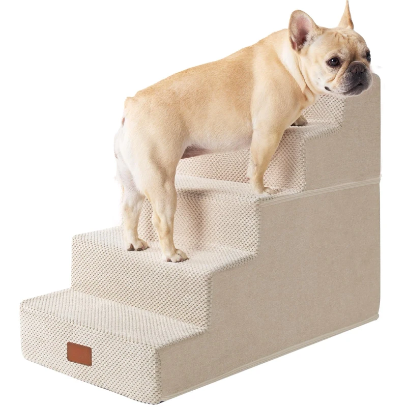5 Step Dog Steps for High Bed Pet Steps for Small Dogs and Cats Non Slip Balanced Pet Ramp Indoor