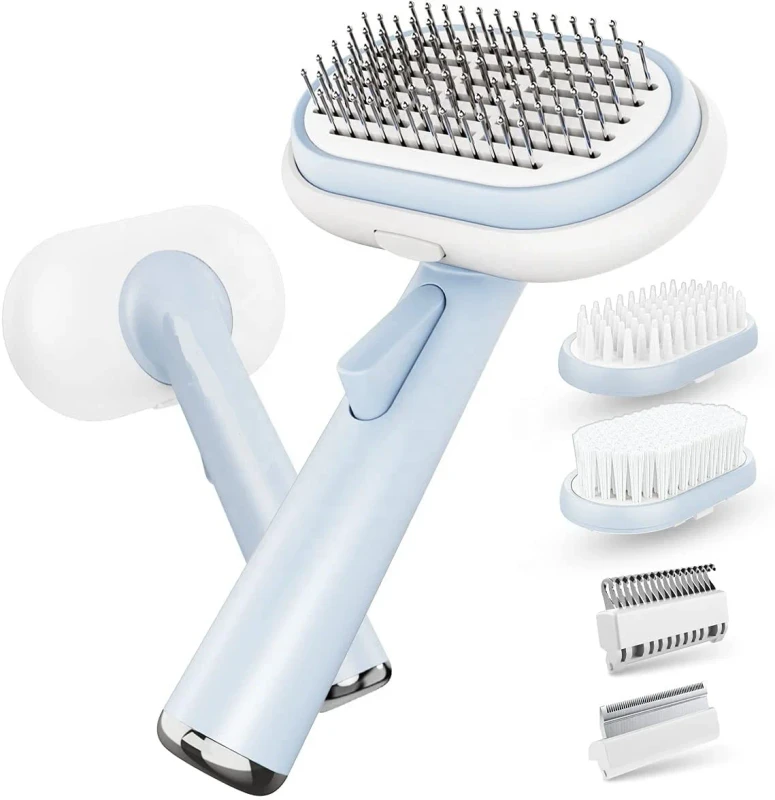 5 in 1 Plastic Pet Grooming Kit Pin Brush for Dogs and Cats Dematting Deshedding Bath Massage