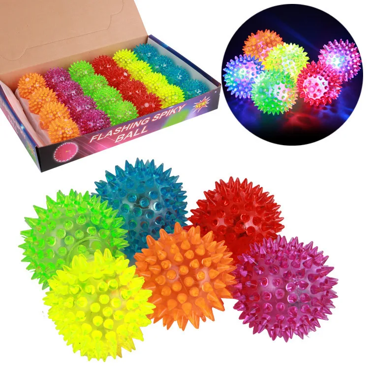 5.5/6.5/7.5CM Pet Flashing Bouncy Ball Toy Cats and Dogs Squeeky Dog Toy Random Color Spike Ball Pet Toy