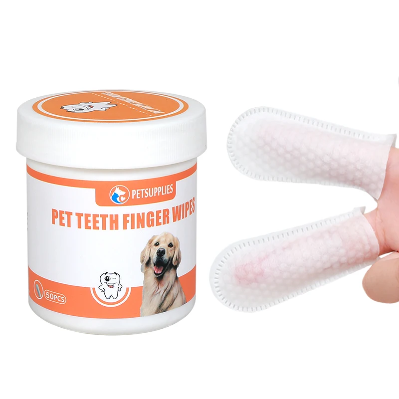 50-Piece Pet Oral Care Wet Wipes Finger Toothbrush Cleaner with Tartar Removal Dental Care Wet Wipes