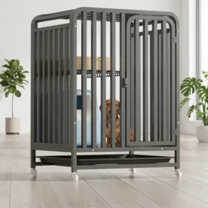 50lb Heavy Duty Iron Dog Cage Foldable Metal Kennel Galvanized Anti Rust Coating Modern Classic Large Dogs Indoor