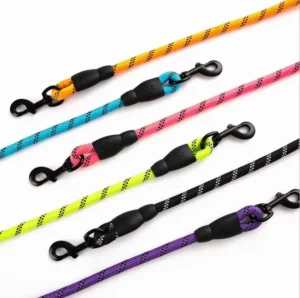 5FT Round Fashion Eco-Friendly Reflective Nylon Rope Pet Leash Elasticity Walking Durable Climbing Strong Heavy Dog Leash