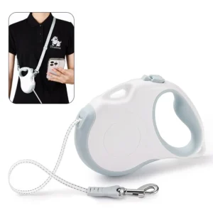 5M Adjustable Nylon Pet Dog Leash Reflective High Visibility Shoulder Lights Solid Pattern Rivet Retractable