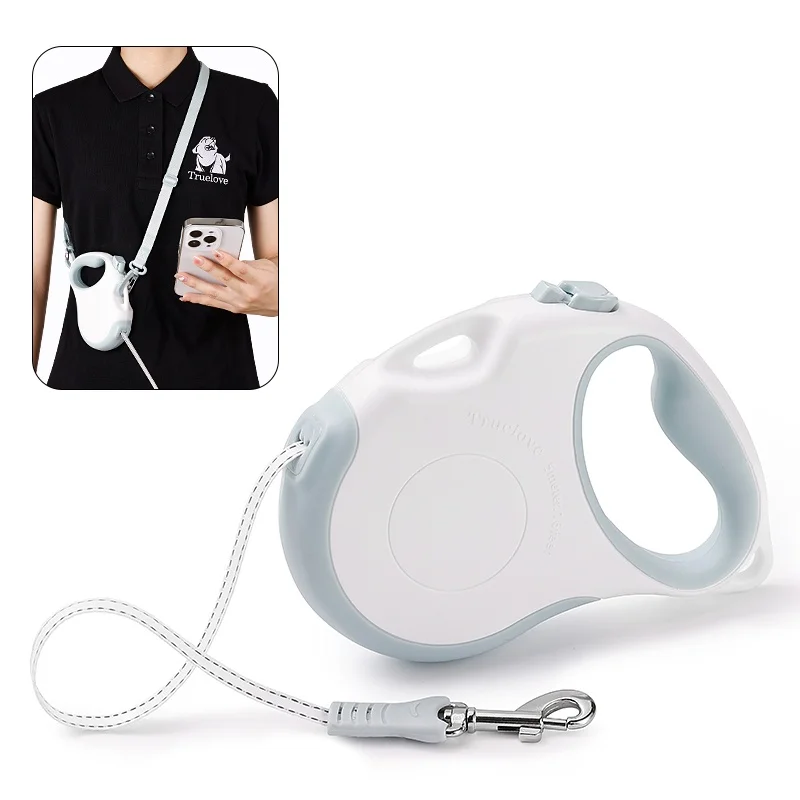 5M Adjustable Nylon Pet Dog Leash Reflective High Visibility Shoulder Lights Solid Pattern Rivet Retractable
