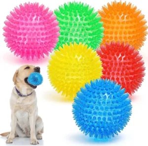 6 Pack Non Toxic and BPA Free Squeak Rubber Ball for Interactive Dog Chew Toy Ball