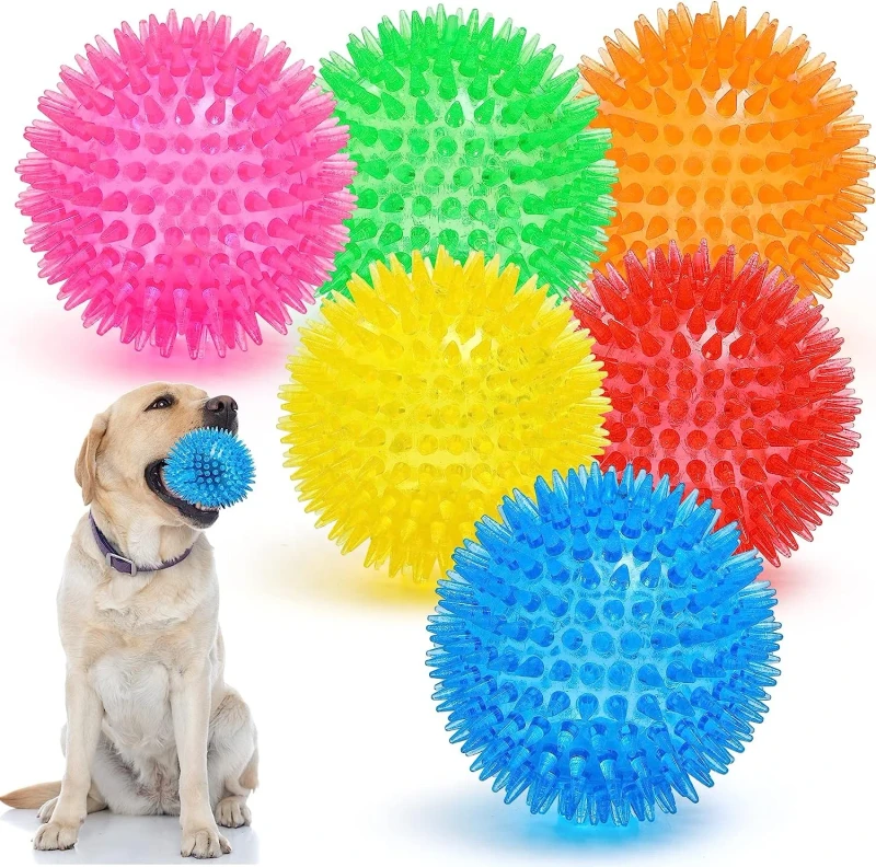 6 Pack Non Toxic and BPA Free Squeak Rubber Ball for Interactive Dog Chew Toy Ball