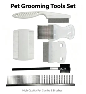 6 Piece Pet Grooming Kit and Cleaning Set Professional Cat Dog Hair Brush with Flea Comb Multi functional Grooming Tools