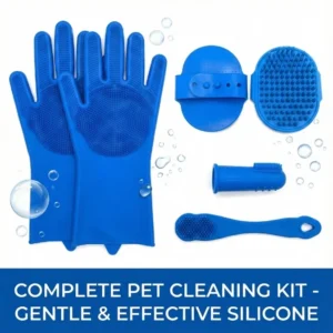 6 Piece Pet Grooming Kit for Dogs Cats Horses Includes Dog Washing Gloves Bath Brush Shampoo Brush Toothbrush