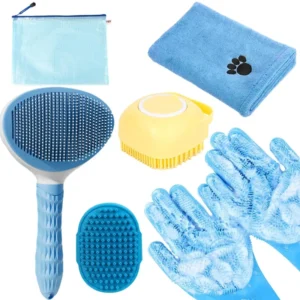 6 in 1 Pet Grooming Bath Towel and Washing Gloves Set Pet Grooming Kit for Cats and Dogs