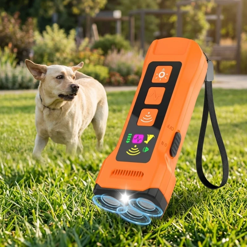 6 in 1 Ultrasonic Repellent with Color Screen and Portable 3 head Bark Stop Device Repellent