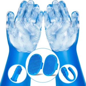6PCS Pet Grooming Kit Dog Cat Washing Gloves Bath Brush Toothbrush Finger Bath Gloves Shampoo Brush Pet Grooming Gloves