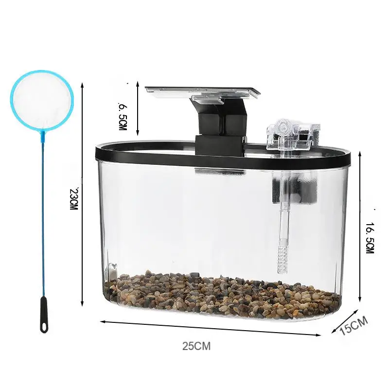 7 Gallon Glass and ABS Stone Aquarium Kit LED Lights Heater Filter for Desktop Living Room Outdoor Use Lightweight Box Packaging
