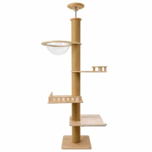 7 Tier Full Functional Cat Tree Floor to Ceiling with Dual Nest No Drill Design Multi Cat Scratcher with Sisal Viewing Capsule