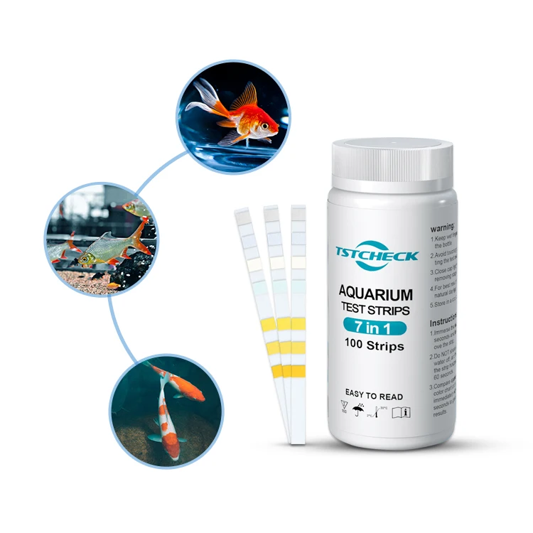 7 in 1 PET Material Aquarium Accessories Reef Fish Tank Water Test Strips in Box Packaging