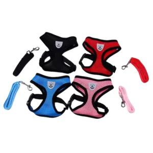 8 Color Adjustable Dog Collar Comfortable Breathable Eco Friendly Polyester Harness Leash Set