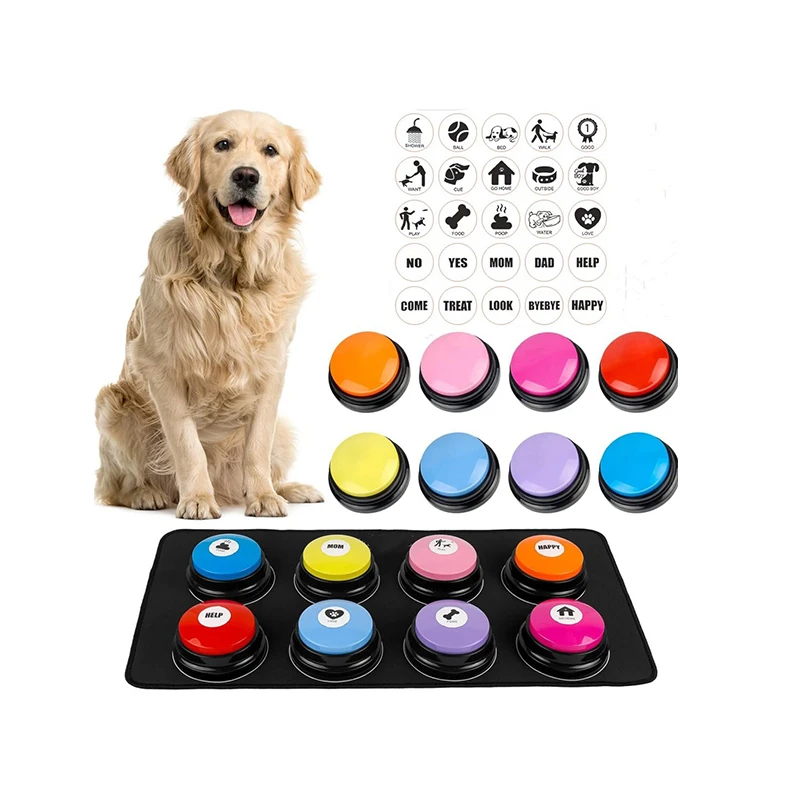 8 Pack Small Plastic Dog Training Buttons Custom Weight Recordable Voice Speaking Button Pet Communication Pet Training Supplies
