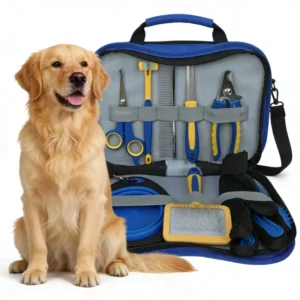 8 Piece Portable Foldable Pet Grooming Kit Complete Dog Cat Cleaning Set Nail Clippers Stainless Steel Plastic Safe Daily Care