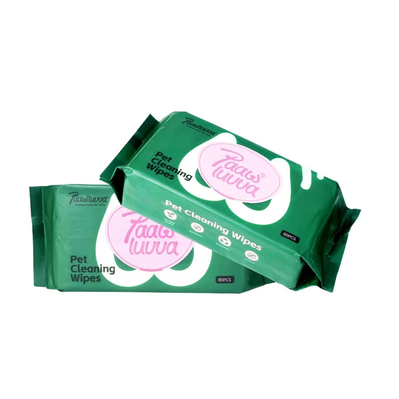 80 Pcs Cat Dog Pet Wet Wipes Cotton Removing Tear Stains Ears Body No rinse Deodorizing Unscented Export Quality Manufacturer
