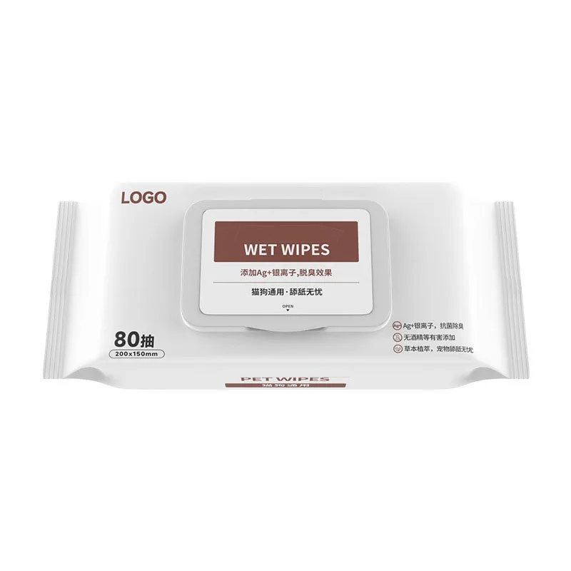 80 Pieces Eco Friendly Non Woven Soft Comfortable Pet Cleaning Wipes for Dogs and Cats Custom Biodegradable Wet Grooming Wipes