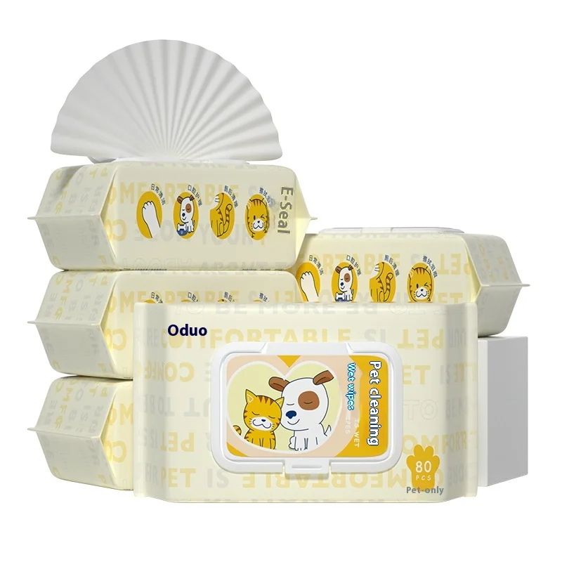 80 Sheet Soft No Rinse Pet Wet Wipes Special Tear Stains Body Parts Cleaning Deodorizing Household Product for Cats and Dogs