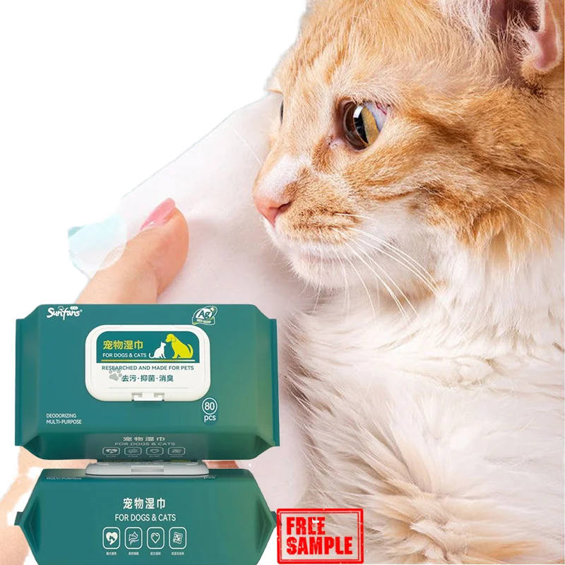 80pcs Soft Pet Wet Grooming Wipes Non-Woven Cleaning OEM ODM Private Label Custom Orders Accepted