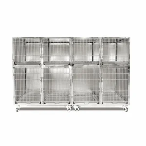 A Model Double Layer 8 Door Stainless Steel Pet Cage Veterinary Hospital Kennel and Inpatient Cage
