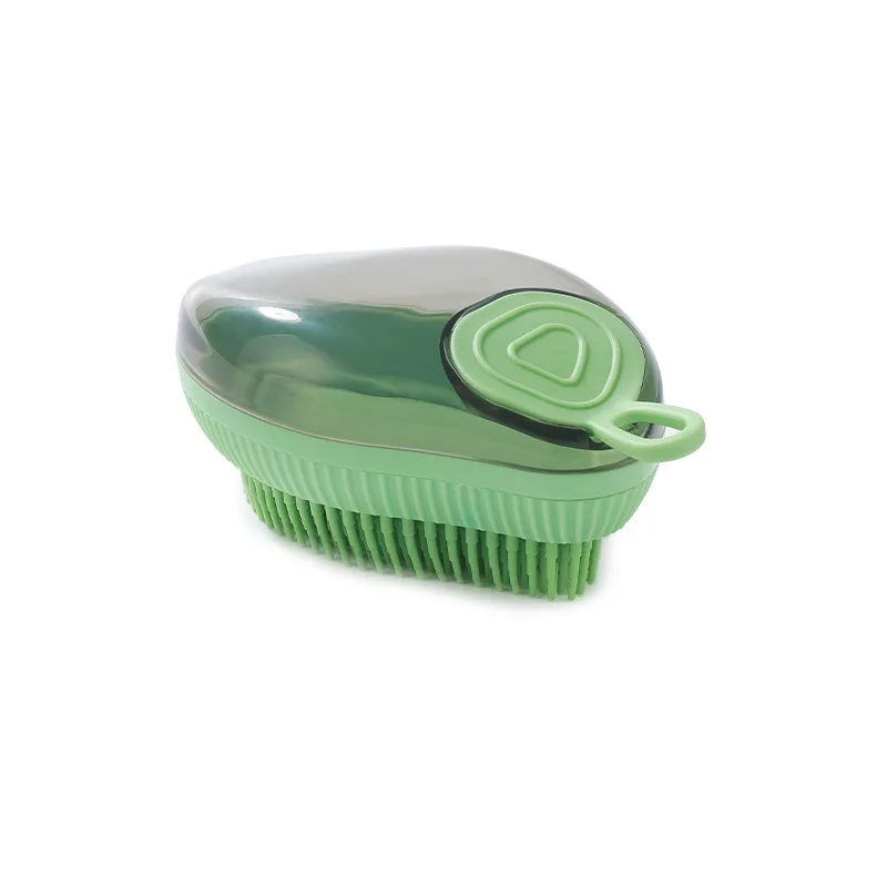 ABS Material Shaped Shower Brush with Built In Soap Dispenser and Thick Thin Ends for Massaging and Bathing Cats Dogs