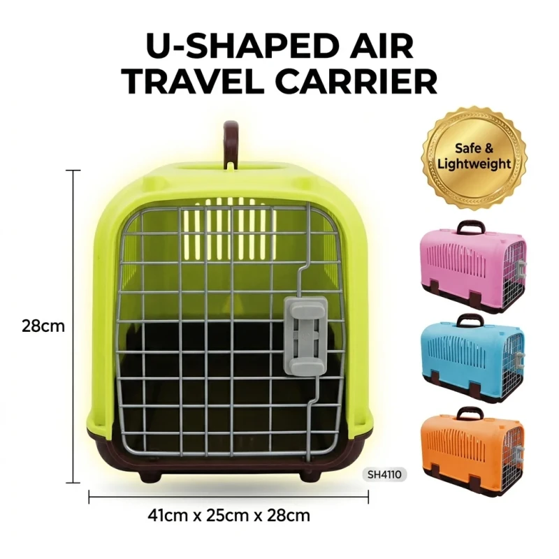 ABS Pet Carrier for Air Travel U Shaped Design with Removable Tray 4 Colors Airline Approved Ideal for Small Dogs and Cats