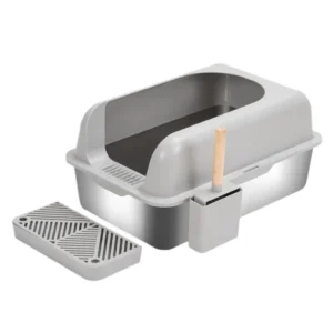 ABS Plastic Rectangular Cat Litter Box with Enclosure and Litter Scoop Extra-Large Oversized Pet Supply