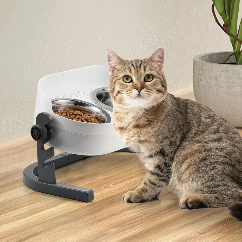 AFP Adjustable 3 in 1 Elevated Pet Feeder Bowls Dogs Cats Feeder Raised Stainless Steel Pet Water Food Feeding Bowls