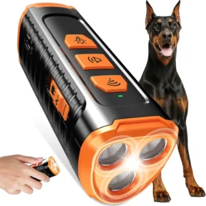 ANXK Q03 Handheld Rechargeable IPX7 Waterproof Outdoor Dog Repeller 49ft Ultrasonic Bark Control Durable Plastic Over 20 Hours