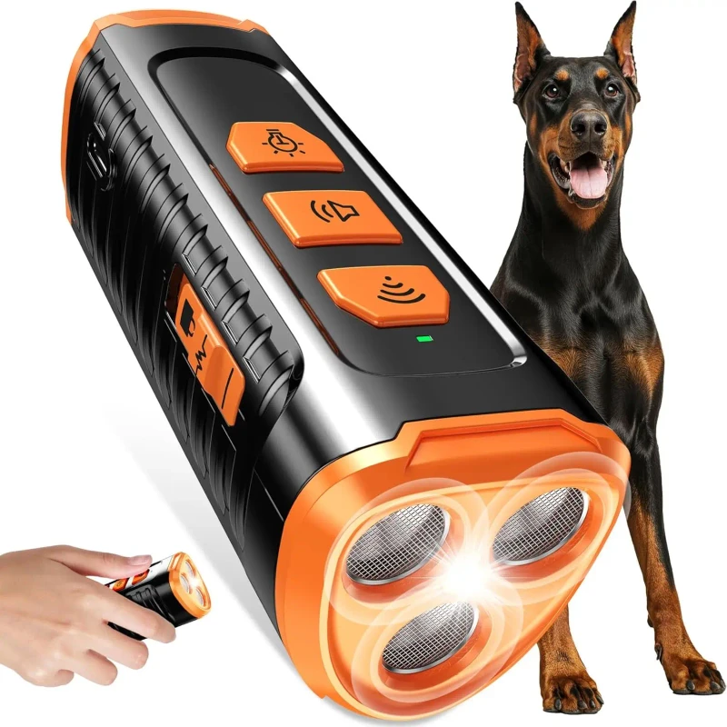 ANXK Q03 Handheld Rechargeable IPX7 Waterproof Outdoor Dog Repeller 49ft Ultrasonic Bark Control Durable Plastic Over 20 Hours