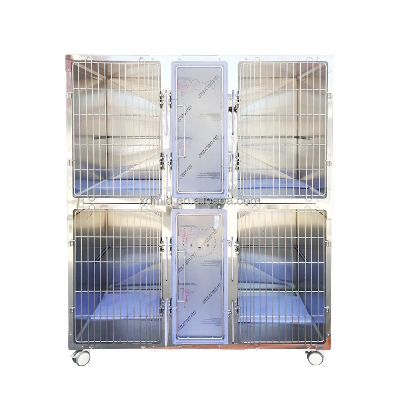 APC-6-2 Reusable 304 Stainless Steel Six Cages Pet Cage for Cats Dogs & Rabbits Veterinary Cage 1500x650x1670mm