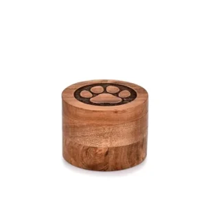 Acacia Wood Decorative Urns Funeral Cremation Urn for Ashes for Dogs Pet Urns for Cats Tree of Life Paw Print Pattern