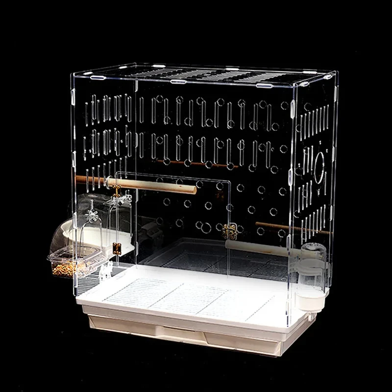 Acrylic Clear Bird Cage Canary Parrot Drinker Custom Acrylic Feeder