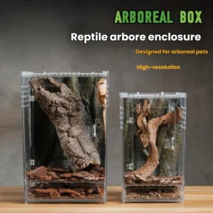 Acrylic Glass Reptile Breeding Box Terrarium for Snake Crested Gecko Front Opening Habitat Tank