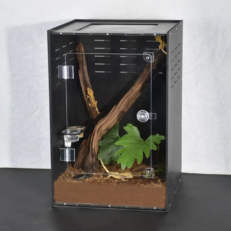 Acrylic PVC Crested Gecko Reptile Enclosure Crystal Clear Visibility Unmatched Durability for Arboreal Reptile Breeding Box