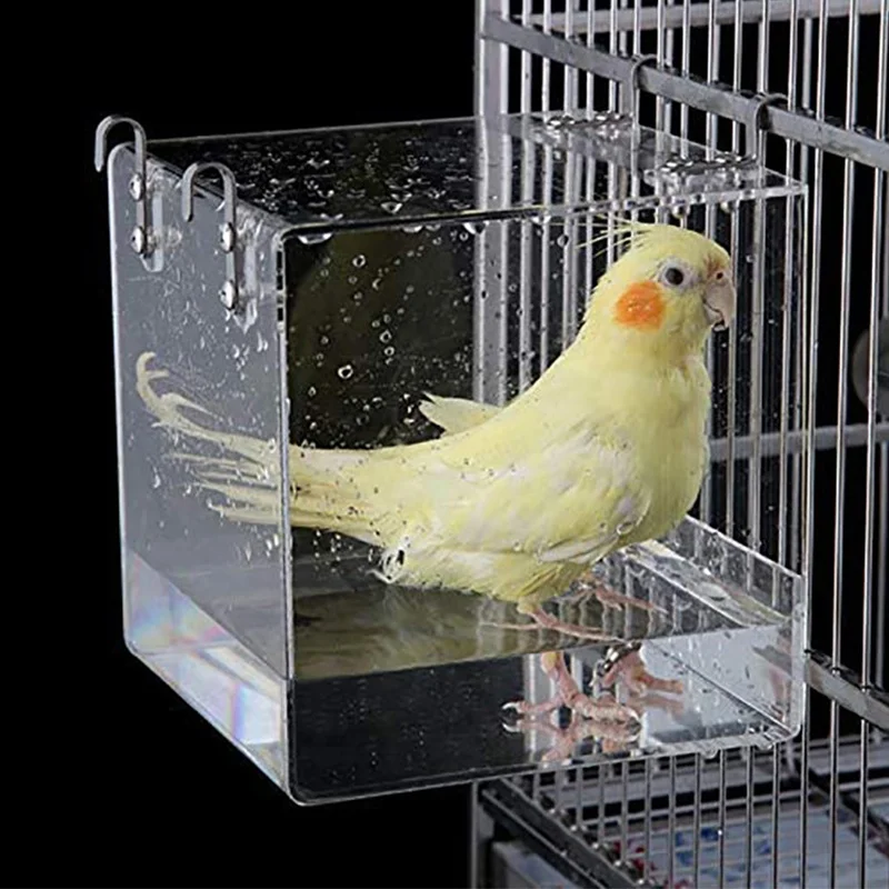 Acrylic Parrot Feeder No Mess Anti Spill Hanging Bird Seed Feeder for Budgies Parakeet