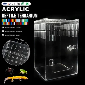 Acrylic Reptile Breeding Box Large Ventilated Habitat Container 360° Transparency Jumping Spider Enclosure
