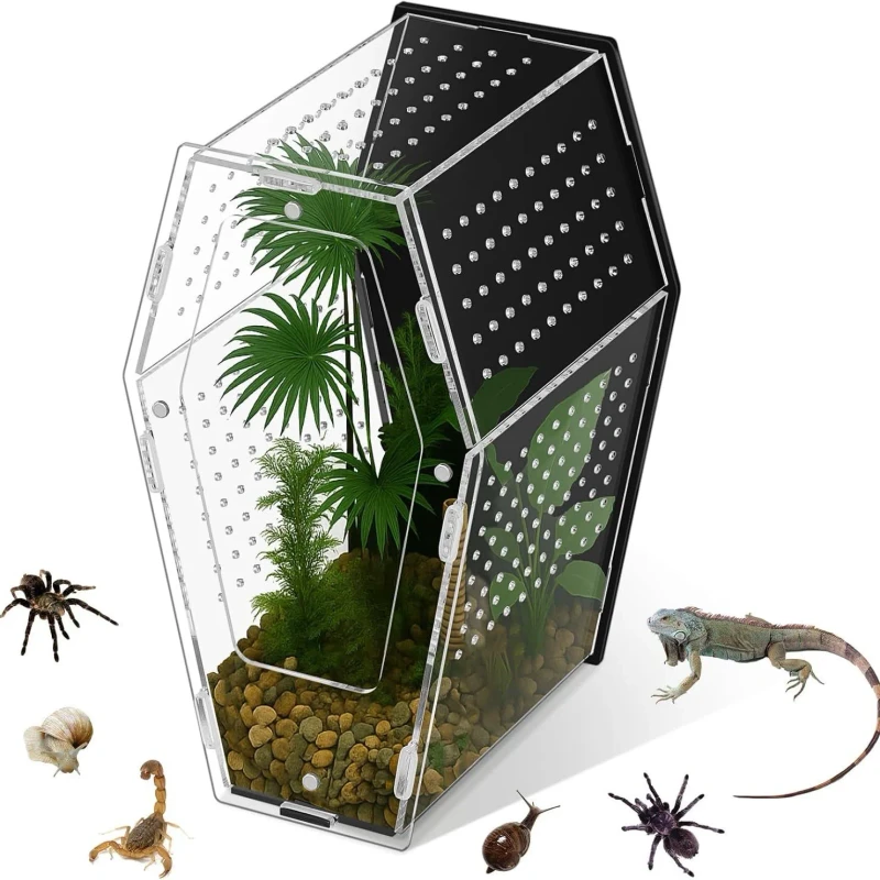 Acrylic Reptile Breeding Box for Spiders Lizards and Geckos High Transparency Ventilated Reptile Breeding Ecological Tank