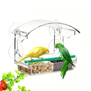 Acrylic Window Bird Feeder with Strong Suction Cups Clear Wild Bird Feeder for Outside Viewing