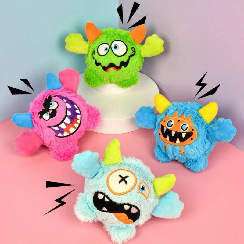 Active Moving Dog Plush Squeaky Small Balls Enjoying Dog Interactive Toys 2 in 1 Designer Pet Gift for Halloween