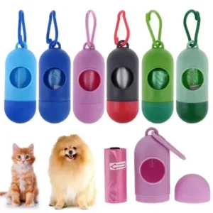 Add logo Pet Dog Poop Bag Capsule Shape Dispenser Waste Garbage Carrier Holder Dispensers Trash Cleaning Tool Dog Pet Products