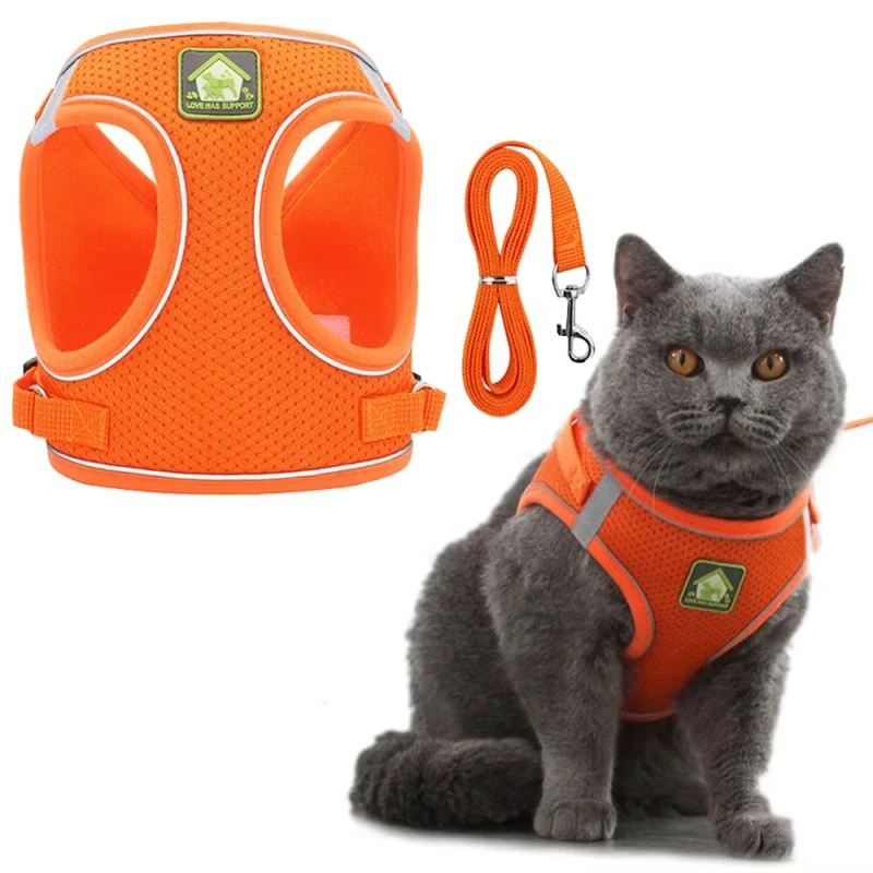 Adjustable Anti escape Vest Harness Breathable Puppy Leads Kitten Pet Accessory For Outdoor Camping Comfortable Collar Leash