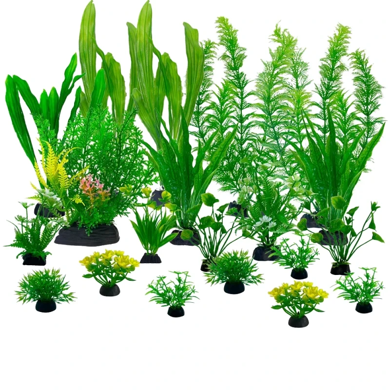 Adjustable Artificial Plastic Aquarium Plants for Aquatic Landscape Decorative Weighted Fish Tank Ornaments