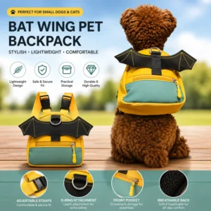 Adjustable Bat Wing Dog Backpack Harness Eco Friendly Portable Pet Saddle Bag Cute Outdoor Travel Carrier for Small Dogs